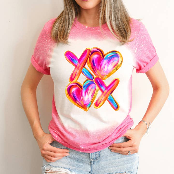 Xoxo Bleached Valentines Day Tee for wholesale by Hello Gorgeous Apparel