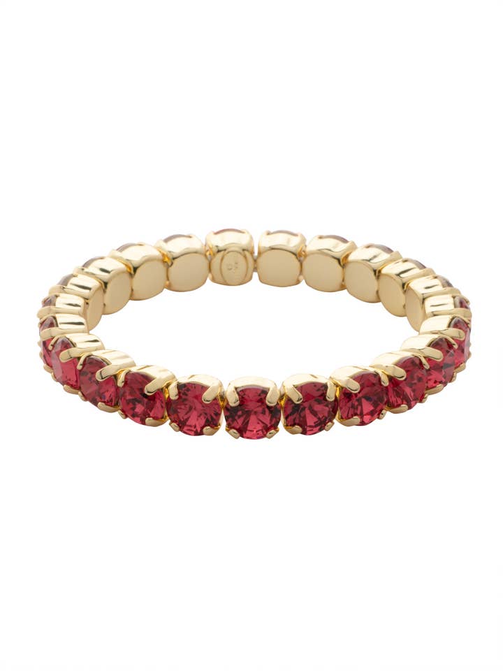 Brazalete elástico de oro de 10 quilates y cristal rojo rosa de 7 pulgadas para venta al por mayor de Sorrelli