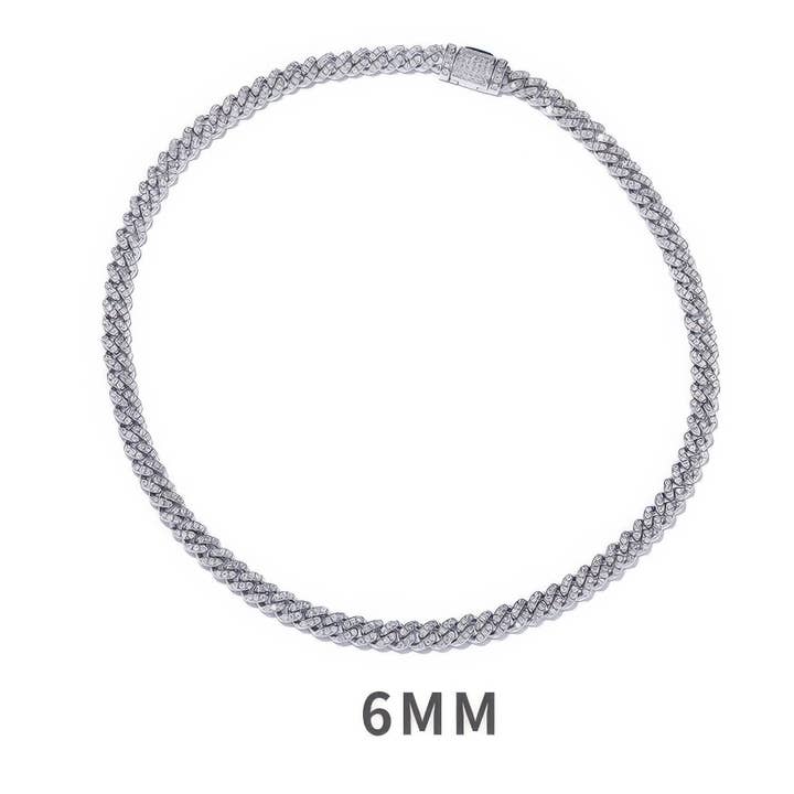 Sparkile - Wholesale Link & Chain Necklace - 6mm Moissanite Cuban Link Chain Necklace