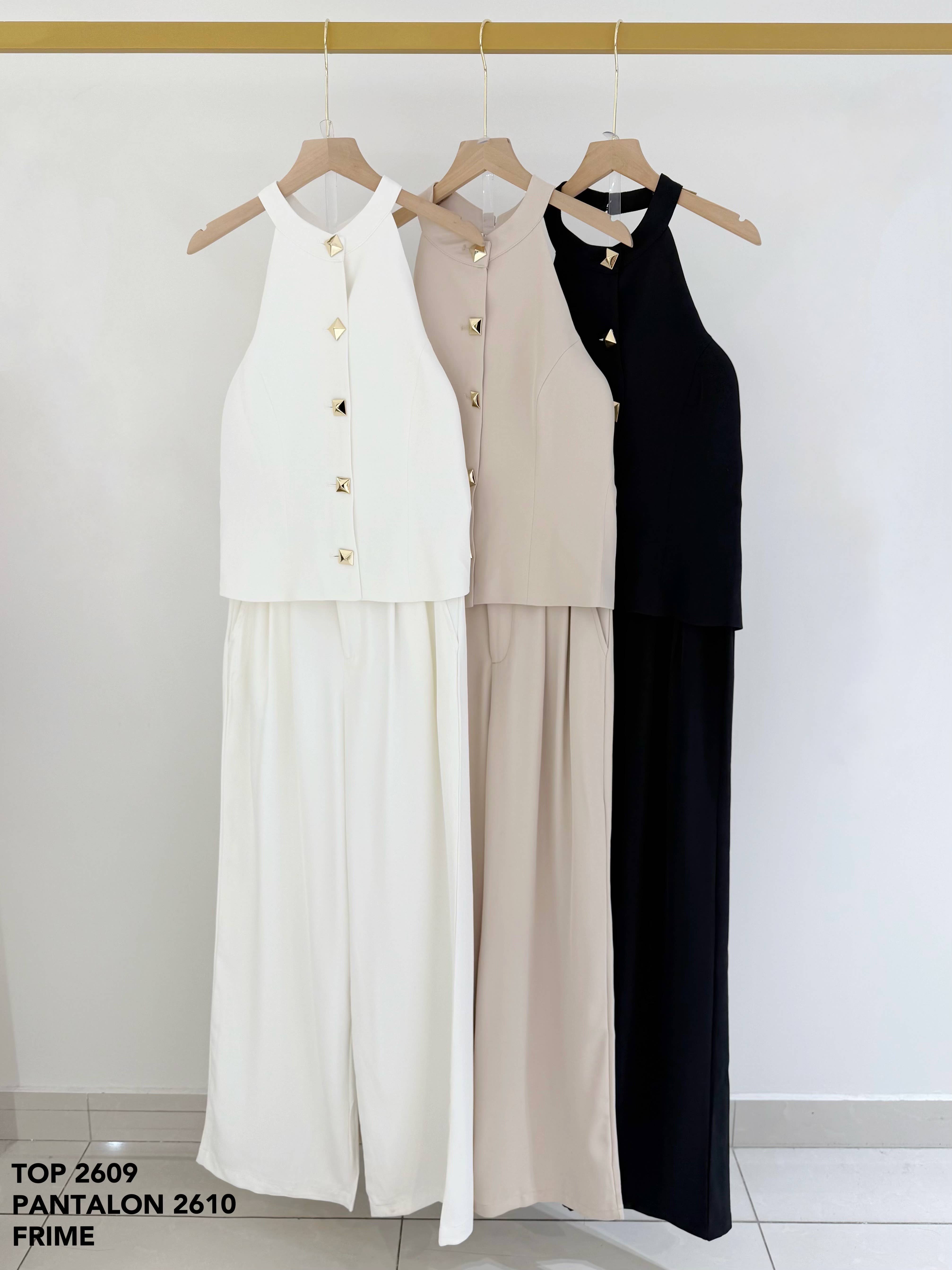 Frime – Großhandel Bluse – Damen – Ärmelloses Top mit Pyramidknöpfen - 26097