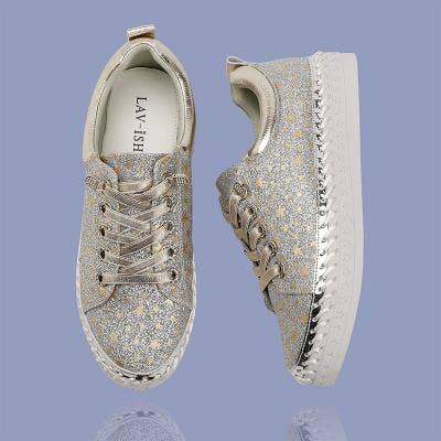 LAV-iSH/AIDANGUS PTY LTD - Wholesale Lifestyle trainers – Women′s - Glittery Silver Twinkle Sneakers0