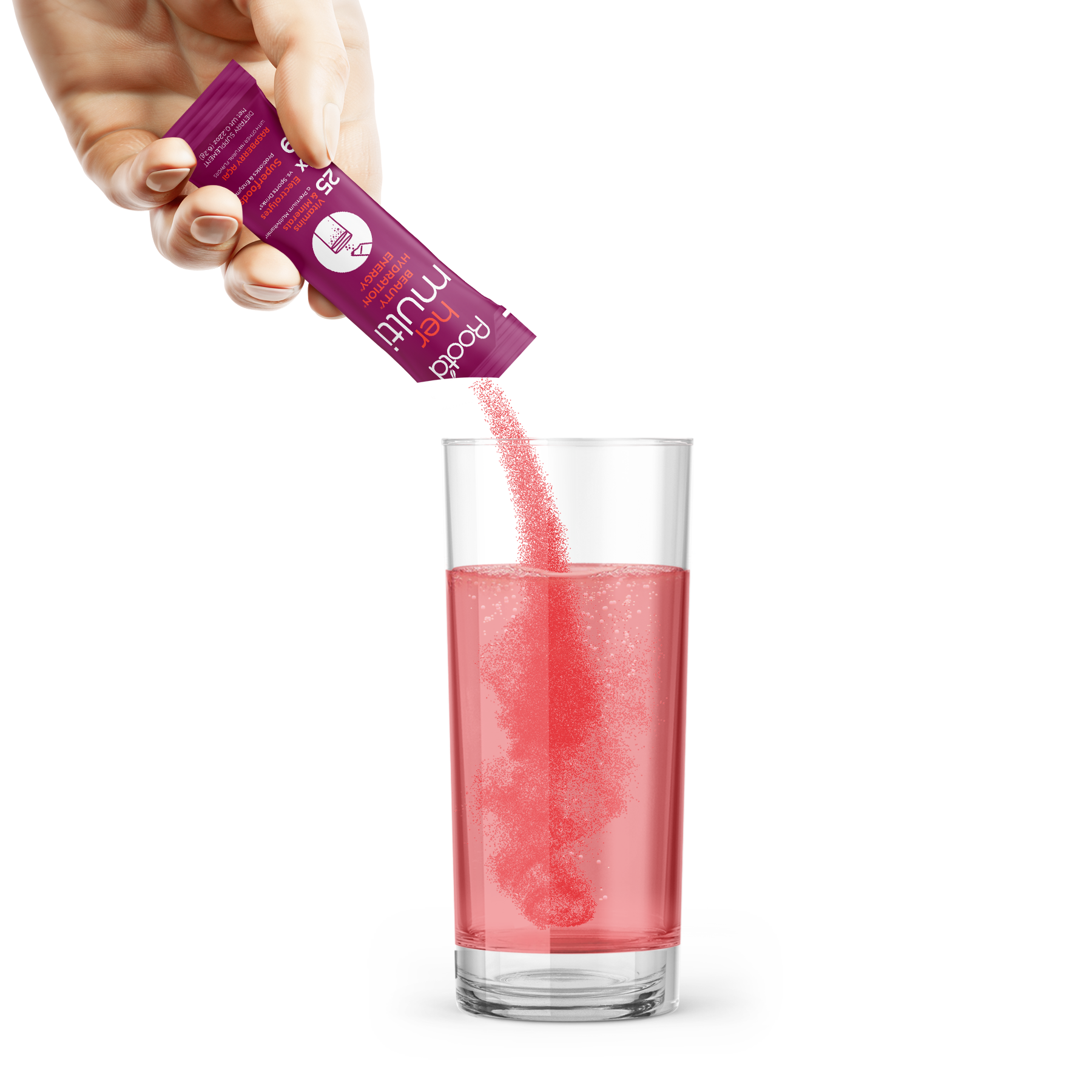 Root'd – Engroshandel Pulver til sunhedsdrik – Root’d Her MULTI Hydrating Kvinders Multivitamin Stick Packs1