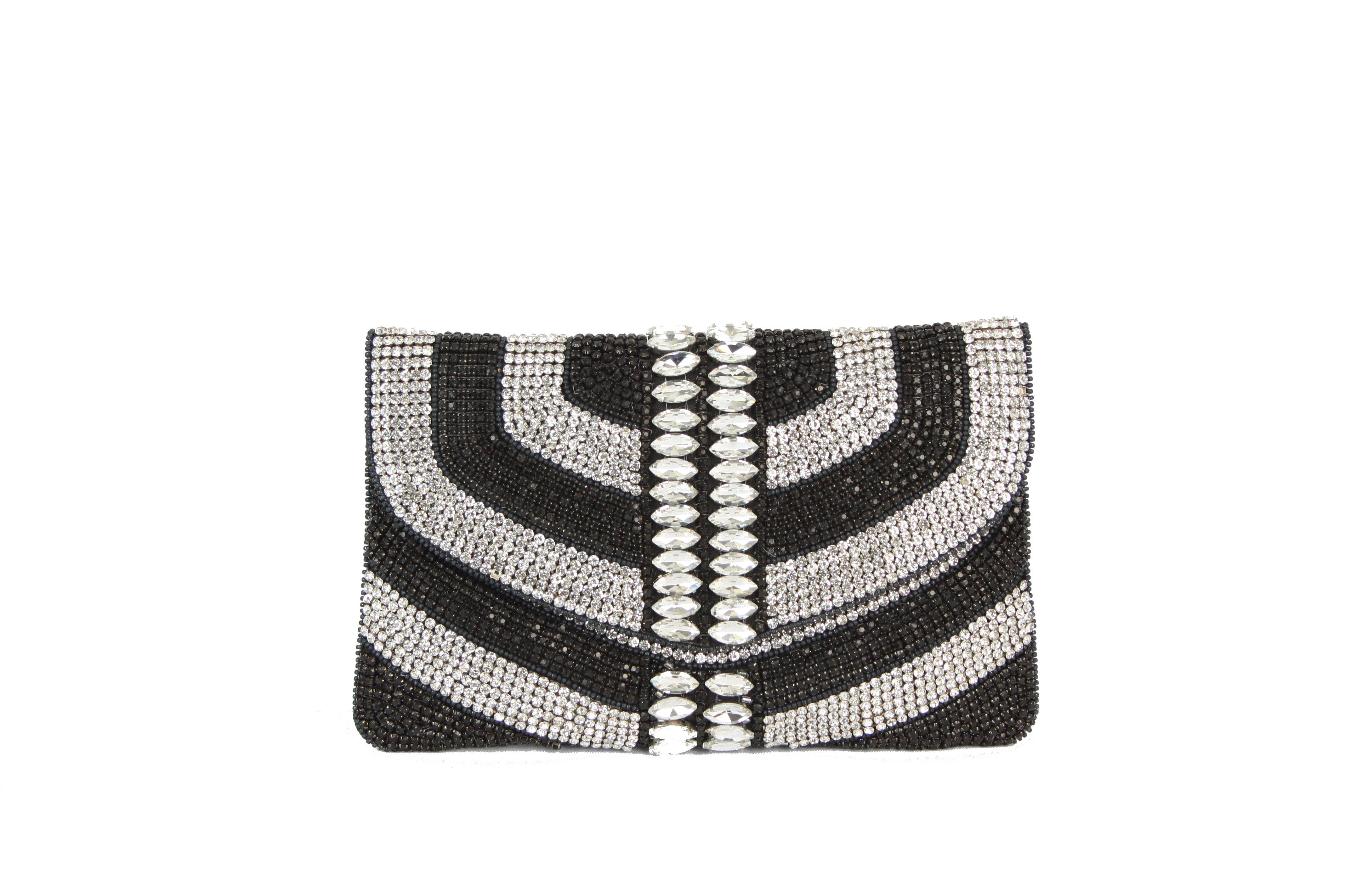 Nima Accessories Inc - Wholesale Clutch Bag - Women's - Ladies Rhinestone Elegant Two Tone Flat Clutch Evening Bag1