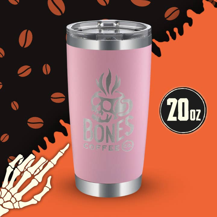 Bicchiere caldo/freddo in acciaio inossidabile da 20 once | Rosa | Tazza da caffè per la vendita all'ingrosso da parte di Bones Coffee Company