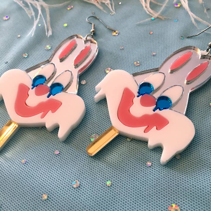 I'm Your Present - Wholesale Dangle Earrings - Melty Bugs Bunny Ice Cream Popsicle Cartoon Earrings, Laser Cut Acrylic, Plastic Jewelry2