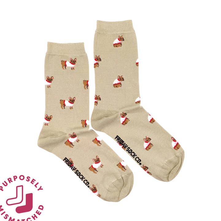 Friday Sock Co. - Wholesale Socks - Women's - Women's French Bulldog Mismatched Crew Socks