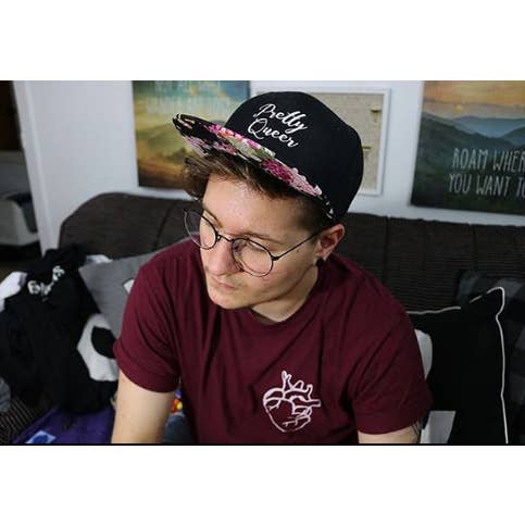 Support the T - Wholesale Flat Brim Cap - Unisex - Pretty Queer floral snapback