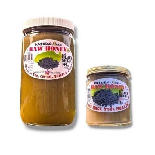 Naturz Beez – wholesale Honey – Blackseed Raw Honey 12oz1