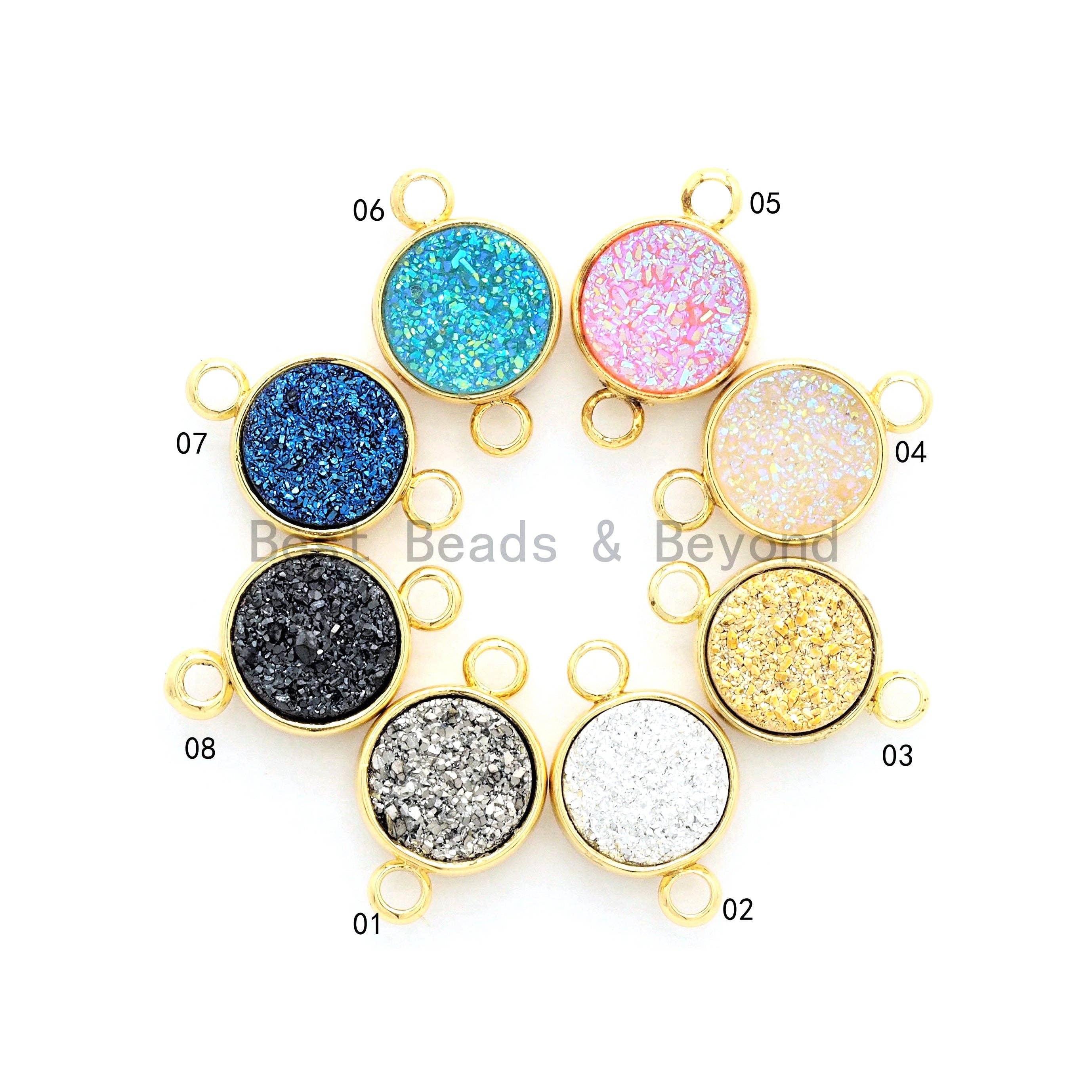 BestBeads&Beyond - Venta al por mayor Abalorios/colgantes individuales - Conector redondo drusa mística oro/plata1