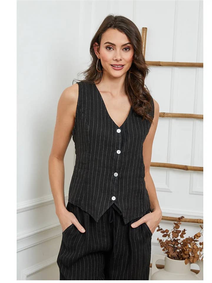 LÉA & LUC - Wholesale Button Down Shirt - Women's - Sleeveless shirt in 100% Linen REF. 5170