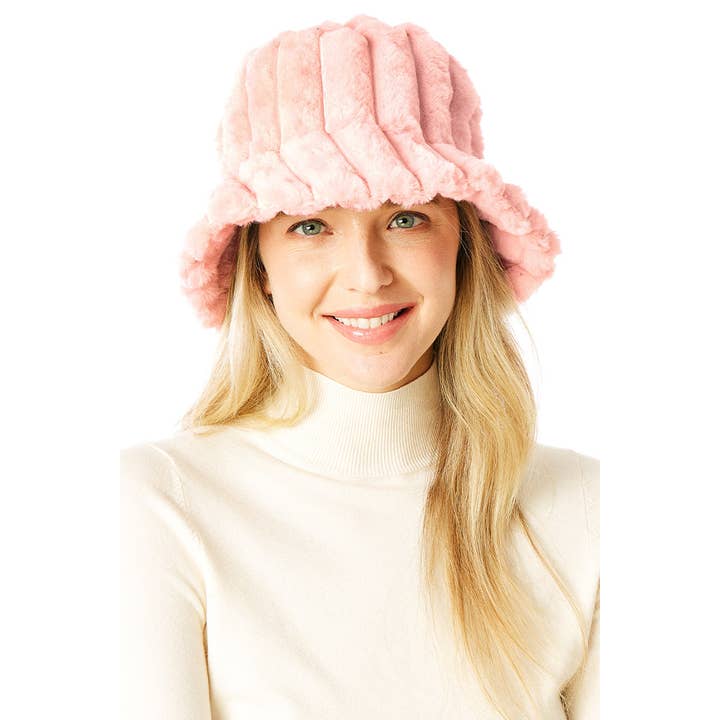 Hana - Wholesale Bucket Hat - Women's - Solid Soft Faux Fur Bucket Hat1