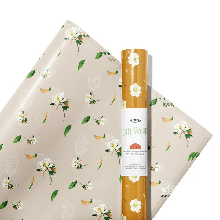 re:mused studio - Wholesale Flat wrap - Blossoms Gift Wrap Sheet – Double Sided16
