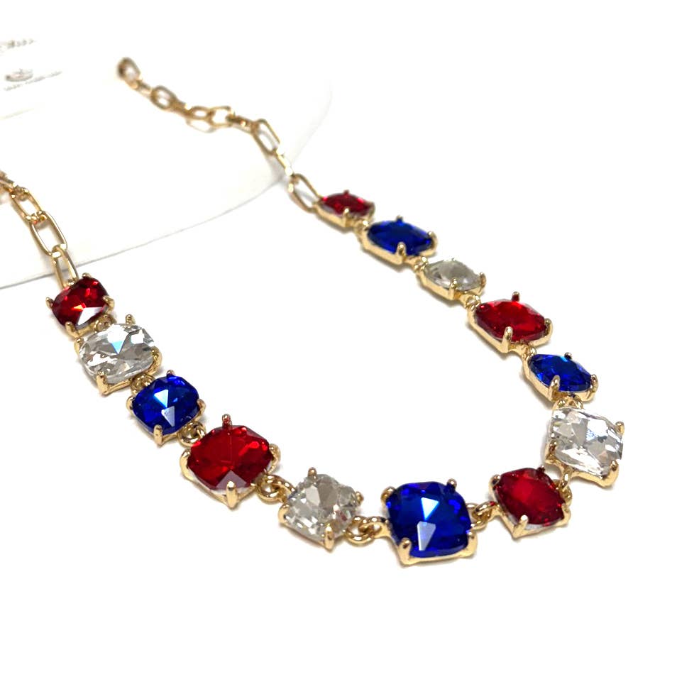 StarryNYC - Vente Collier maille et chaîne - Collier à chaîne à maillons en cristal carré en verre taillé en coussin24