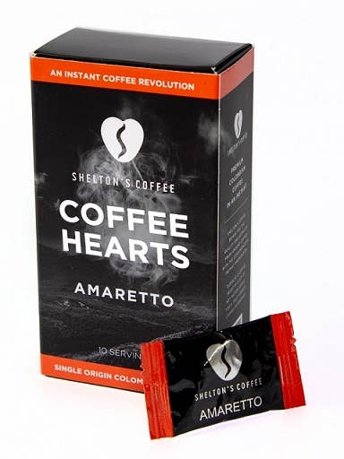 Shelton's Instant Coffee Hearts Amaretto Flavour for wholesale by Shelton's Coffee