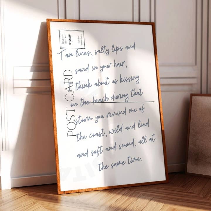 Trendy Coastal Love Letter Wall Art Print In Coastal Blue for wholesale by Honey Coast Print Co.