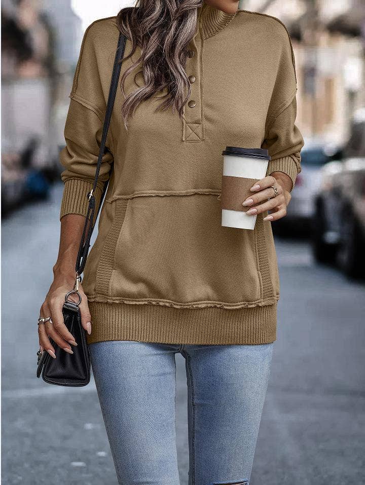 eLook - Wholesale Sweatshirt - Women's - SZ1-SW9112 Exposed Seam Henley Snap Sweatshirt12