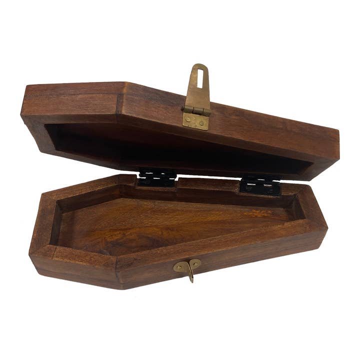 Madison Bay Co. - Historical Home Decor Reproductions - Wholesale Gift Box - 7" Wood Coffin Box with Skeleton Vintage Halloween Decor