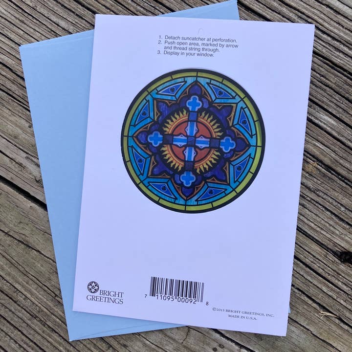 Bright Greetings - Wholesale Sympathy Card - Sympathy cross Catholic sun-catcher greeting card1