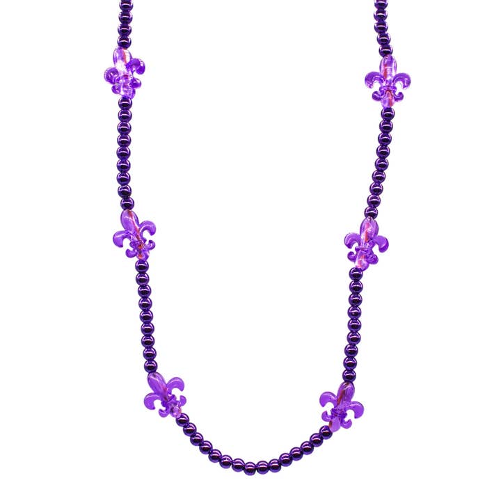 LED Purple Fleur de Lis Necklace for wholesale by Plush Appeal LLC
