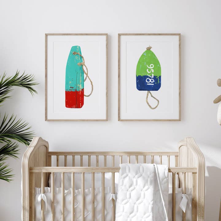 Studio Tuesday - Wholesale Art Print - Lobster Buoy Print, Teal and Red2