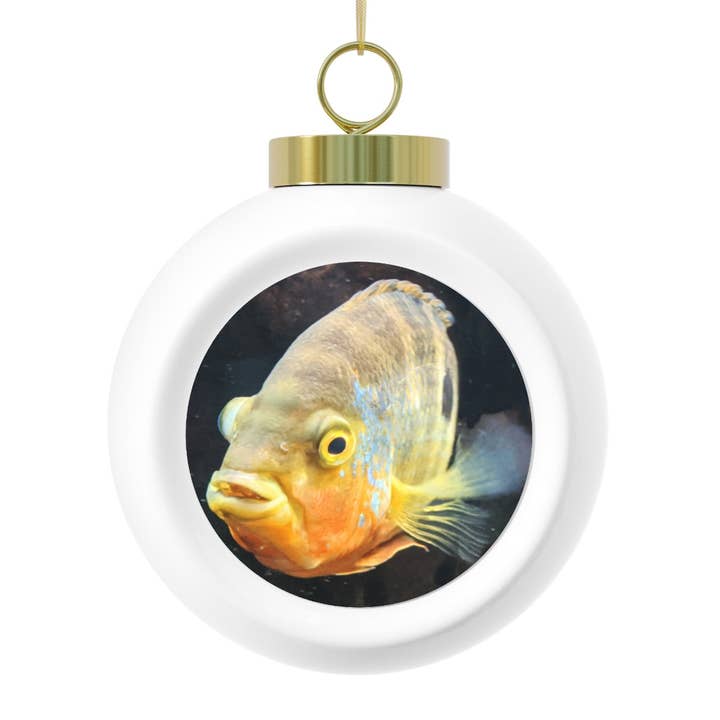 Marick Booster - Wholesale Ornament - Yellow Grey Fish Christmas Ball Ornament