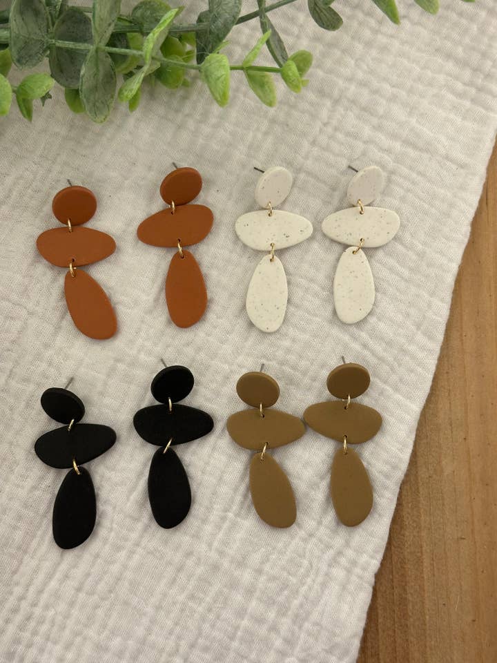 Stone Drop Clay earrings for wholesale by Finding Me Clay Co