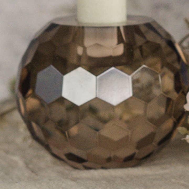 3" BRONZEGLAS-KERZENHALTER FÜR STABKERZEN für den Großhandel von Ragon House