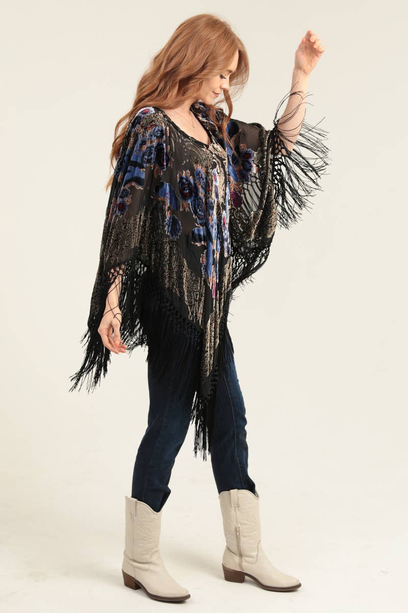 Nostalgia – wholesale Poncho - Dam – N2EE7-ASIS BURNOUT VELVET FRANSKANT PONCHO KIMONO1