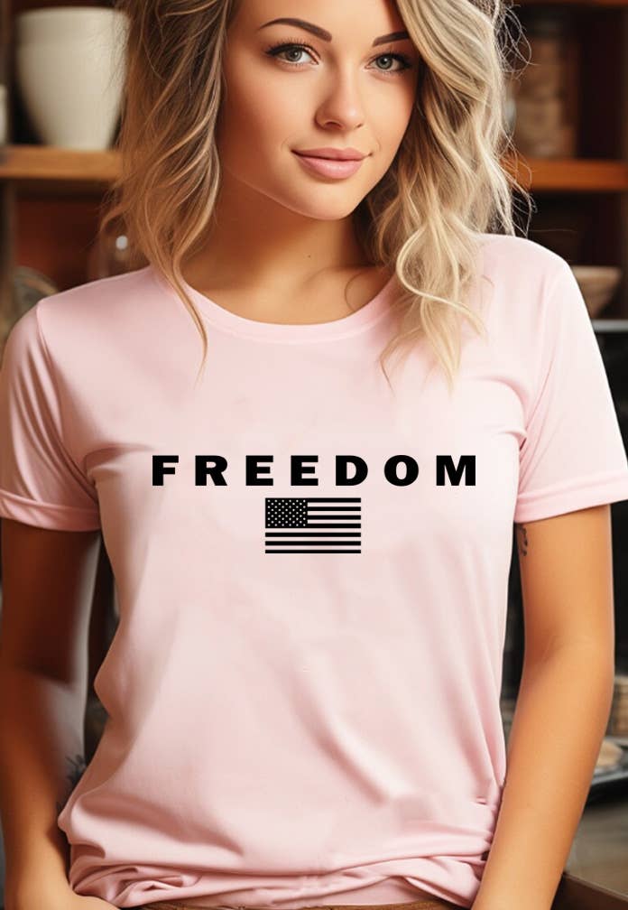 Top Avenue - Wholesale T-Shirt (Graphic) - Unisex - Freedom Flag Unisex Round Neck Tee4