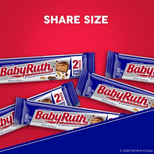 Shop The King - Wholesale Chocolate Bar - Baby Ruth Milk Chocolate-y Candy Bars, Bulk Ferrero Share Pack Candy, Perfect Valentine’s Day Gift, 3.3 oz (Pack of 18)