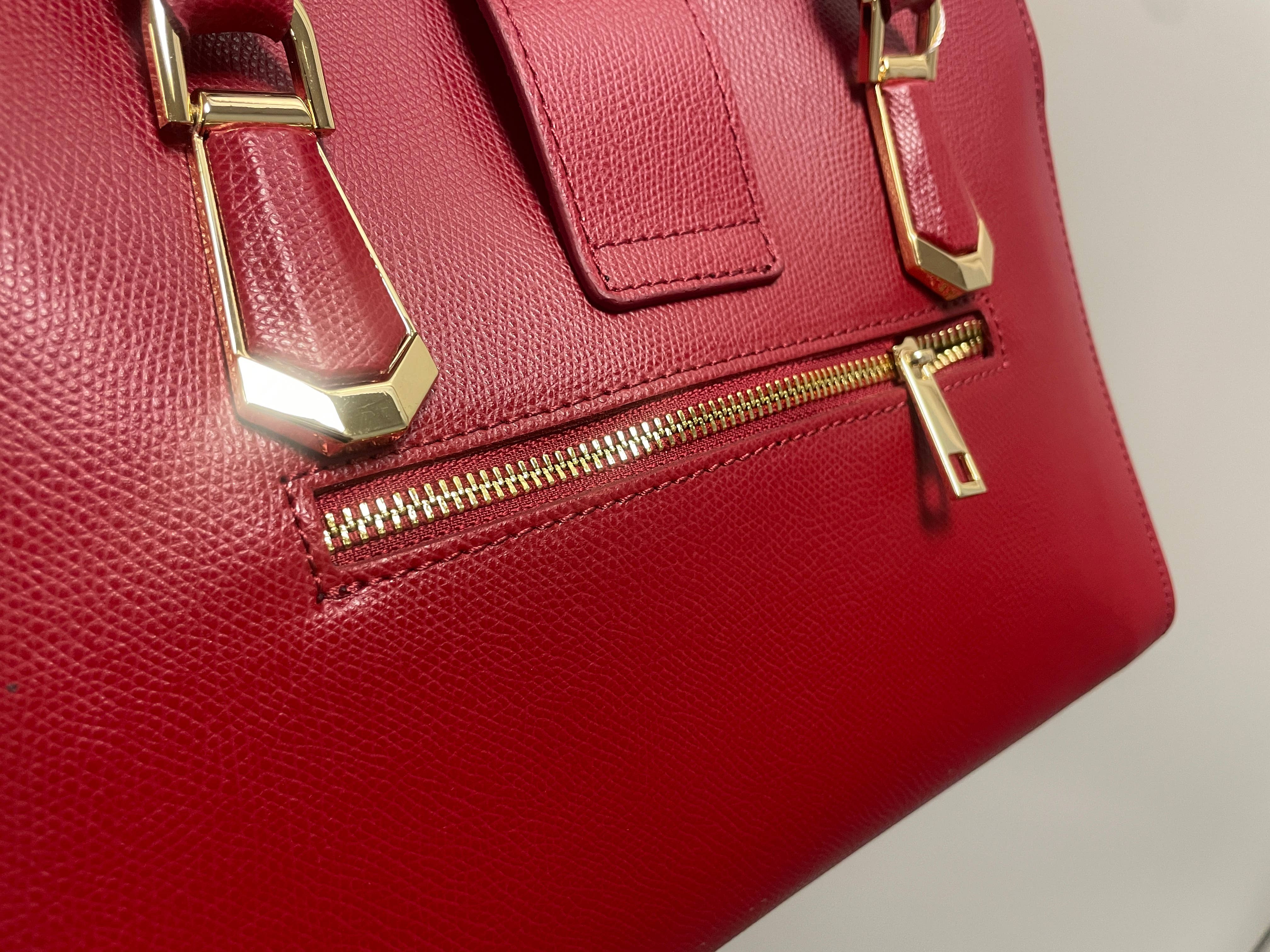 AMMA JO - Wholesale Shoulder Bag - Women's - Carlina - Italian Leather Shoulder Bag (Cherry Red)2