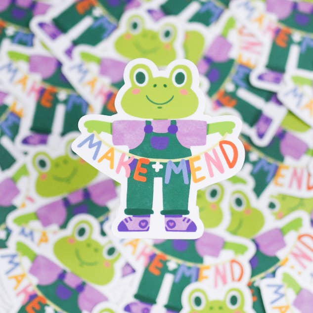 Make & Mend - Wholesale Sticker - Make + Mend Frog Sticker1