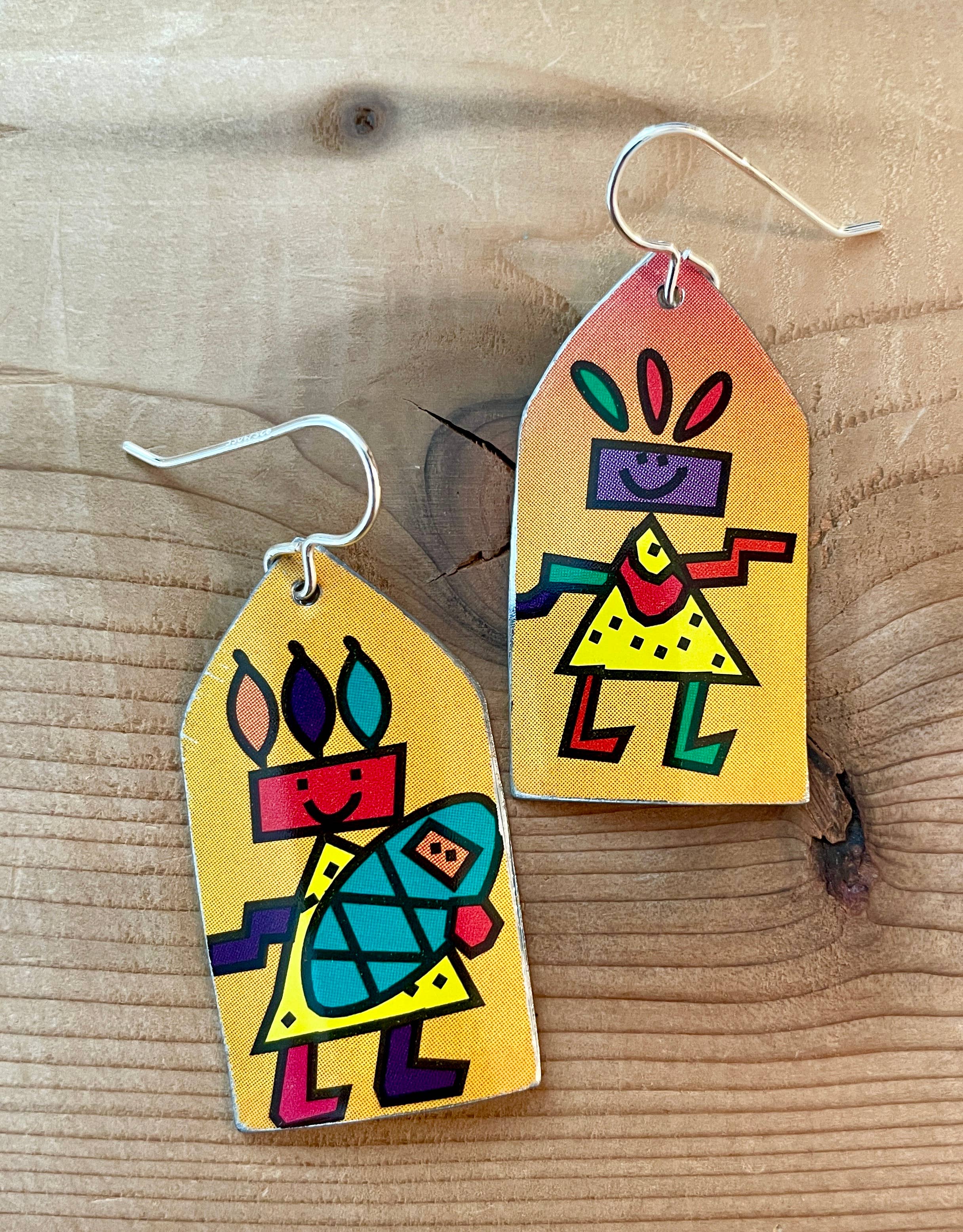 TTE Designs - Wholesale Dangle Earrings - Best Sellers - Set of 12 Recycled Vintage Tin Earrings 24