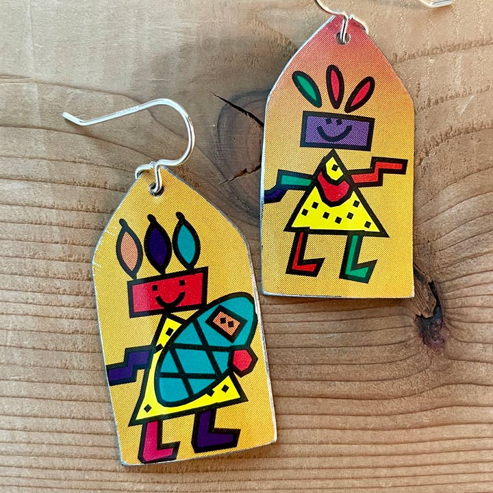 TTE Designs - Wholesale Dangle Earrings - Best Sellers - Set of 12 Recycled Vintage Tin Earrings 24