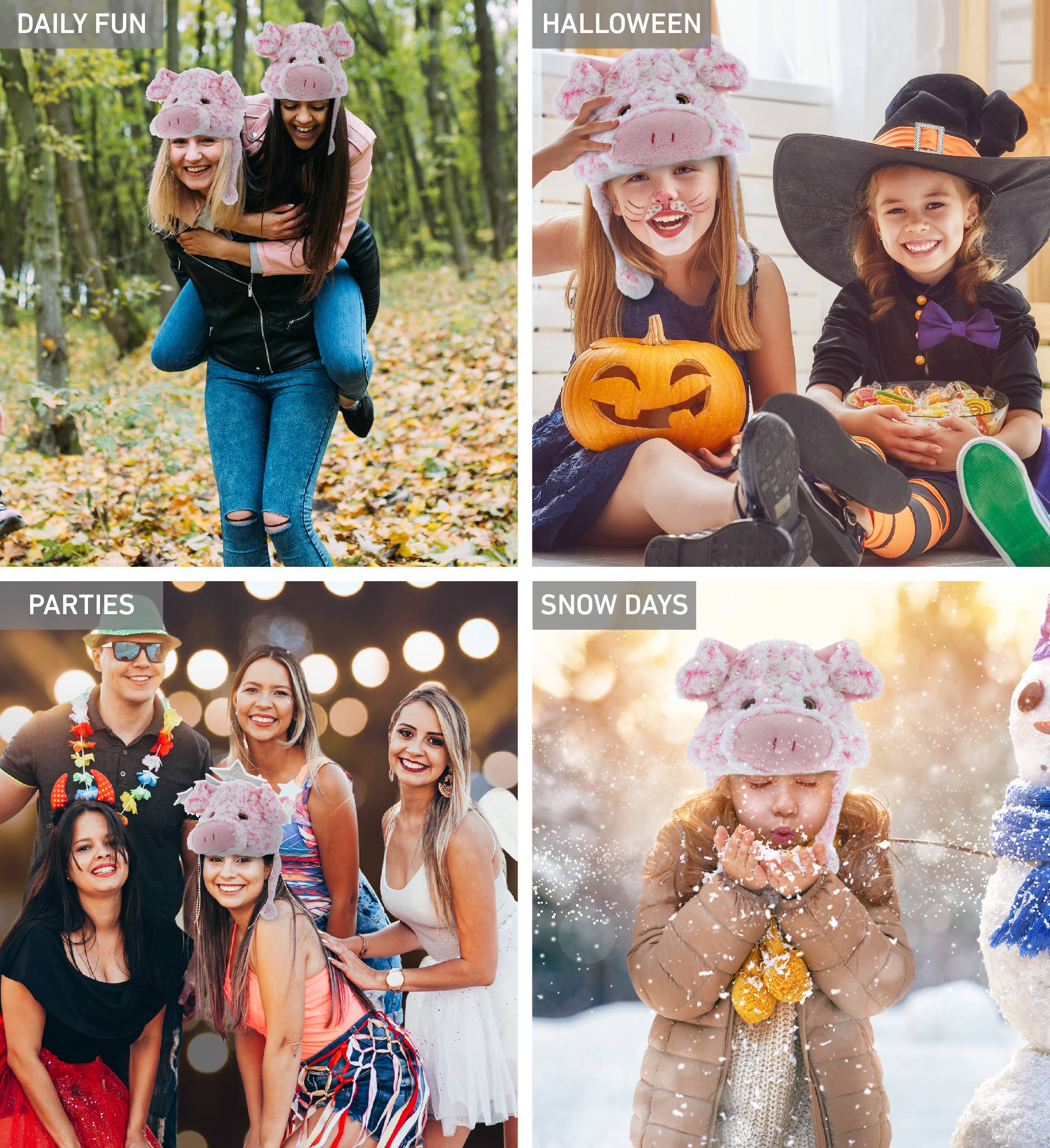 Cota Global - Wholesale Kids Hat - Kids - Super Soft Plush Hat - Pig2