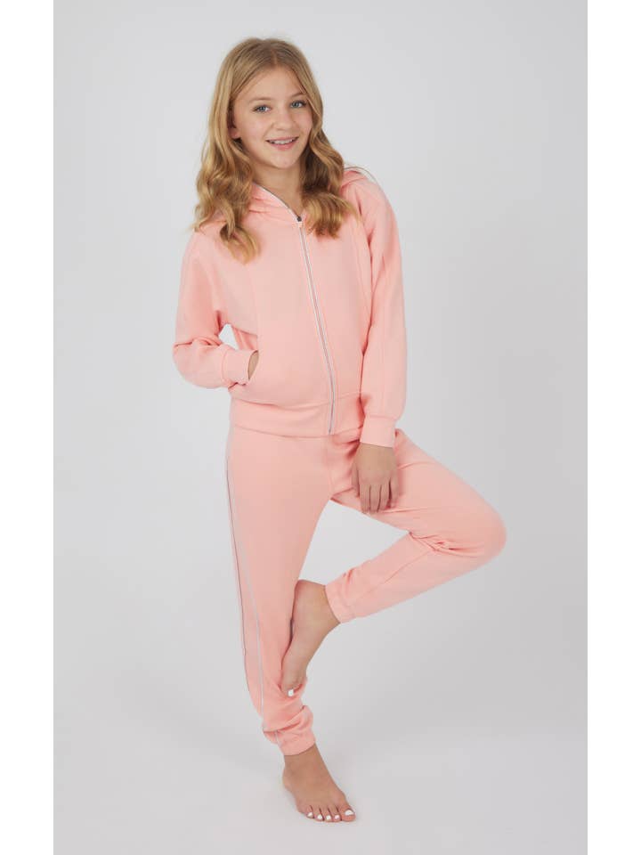 90 Degree by Reflex & Yogalicious – Großhandel Sportbekleidungsset – Kinder – Mädchen Scuba-Set mit Jacke und Jogginghose mit Reißverschluss.