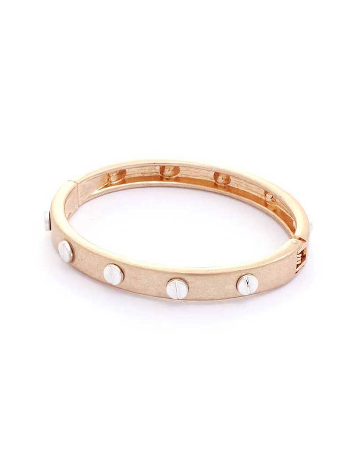 Metalen ronde open armband met ronde studs voor wholesale door Fashion Quality Boutik