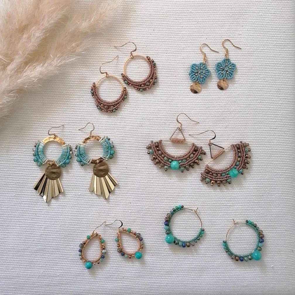 Wawilak - Vente Boucles d'oreilles pendantes - Lot BO-2 Boucles d'Oreilles Doré & Bleu0