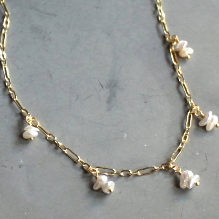 Dancing Pearl Necklace for wholesale by The Silver Wren