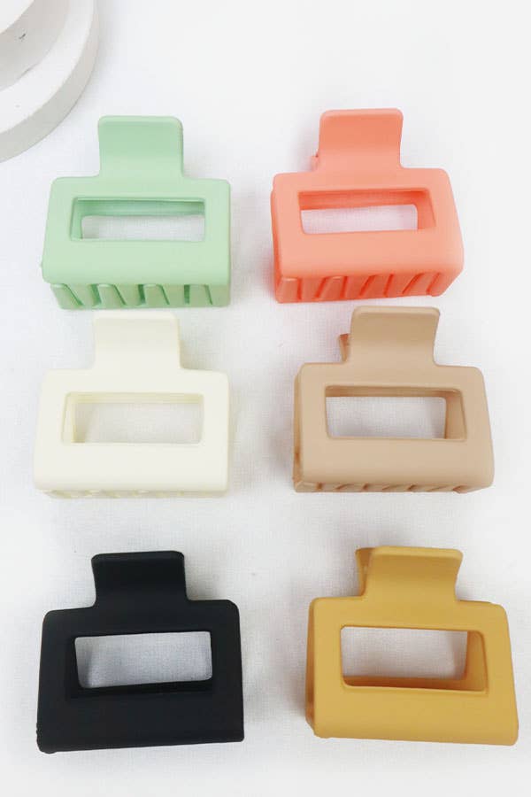 MIX COLOR Small Matt Cut Out Rectangle Hair Claw for wholesale on Faire3