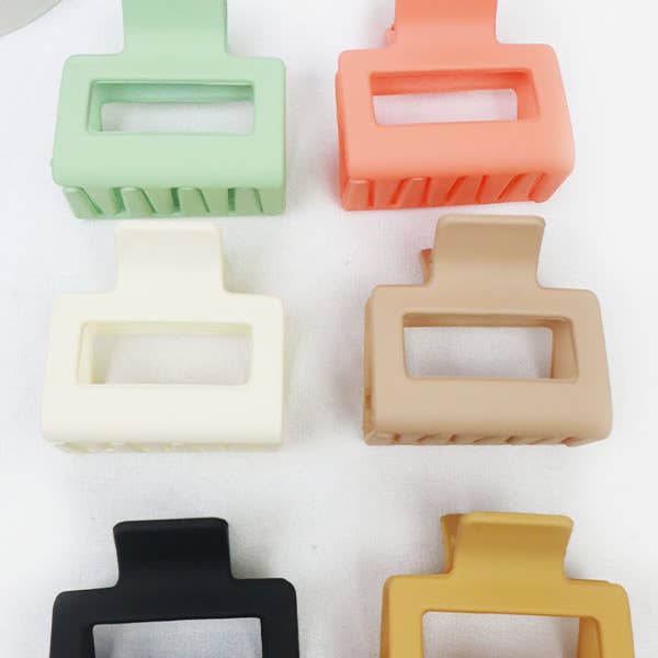 MIX COLOR Small Matt Cut Out Rectangle Hair Claw for wholesale on Faire3