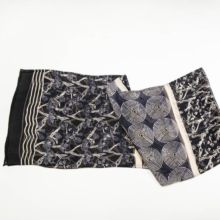 Chiffon Sheer - Black Ivory Grey for wholesale by Harshita's Designs