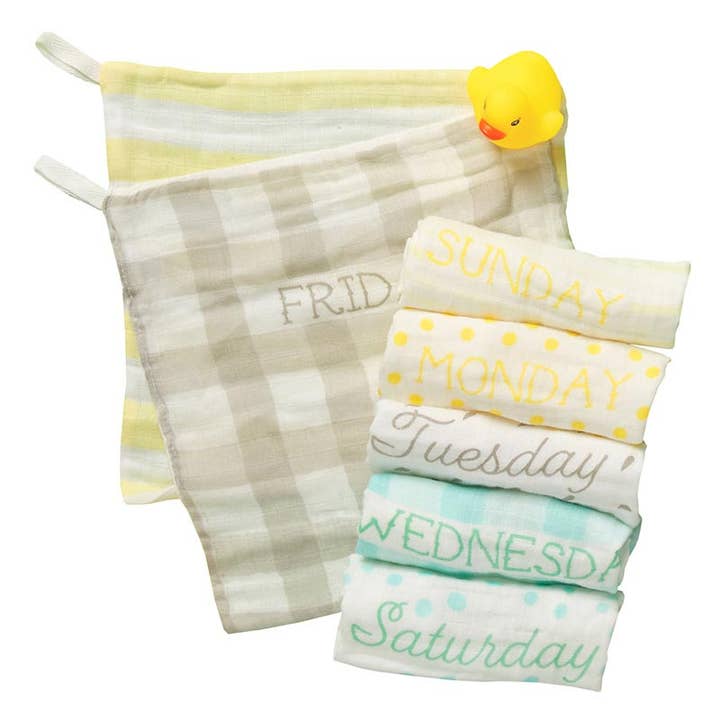 WOODLAND LITTLE ONE 7ct Days Of The Week Washcloth Set for wholesale by C.R.Gibson Signature