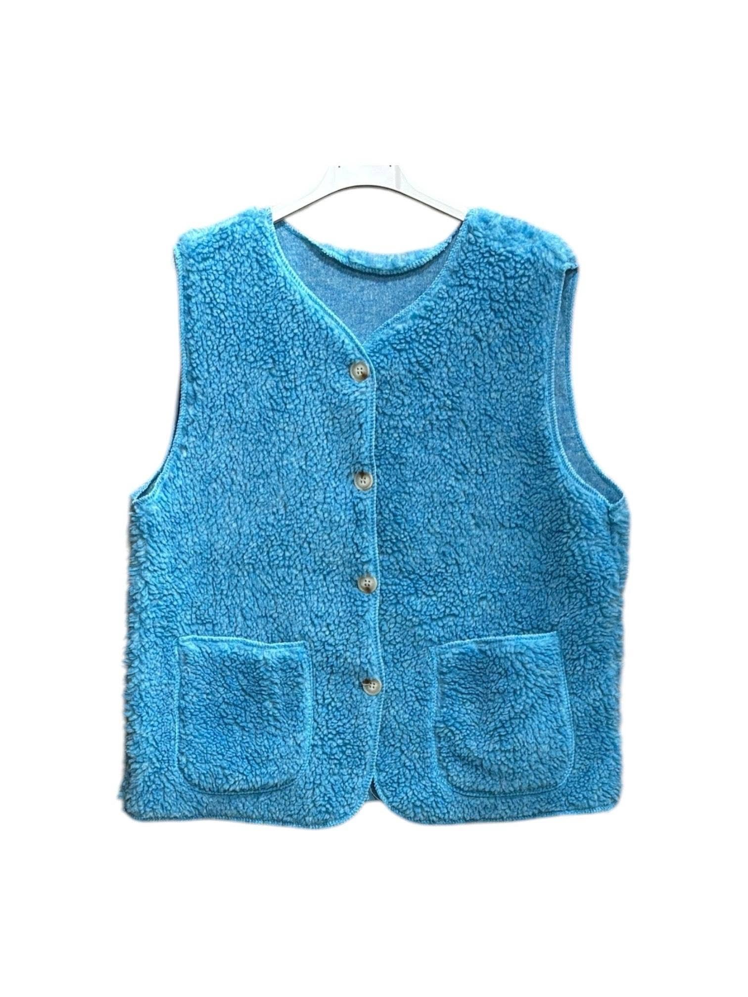 Moonsun - Venta al por mayor Chaleco de abrigo - Mujer - Chaleco sin mangas de piel de oveja con botones7