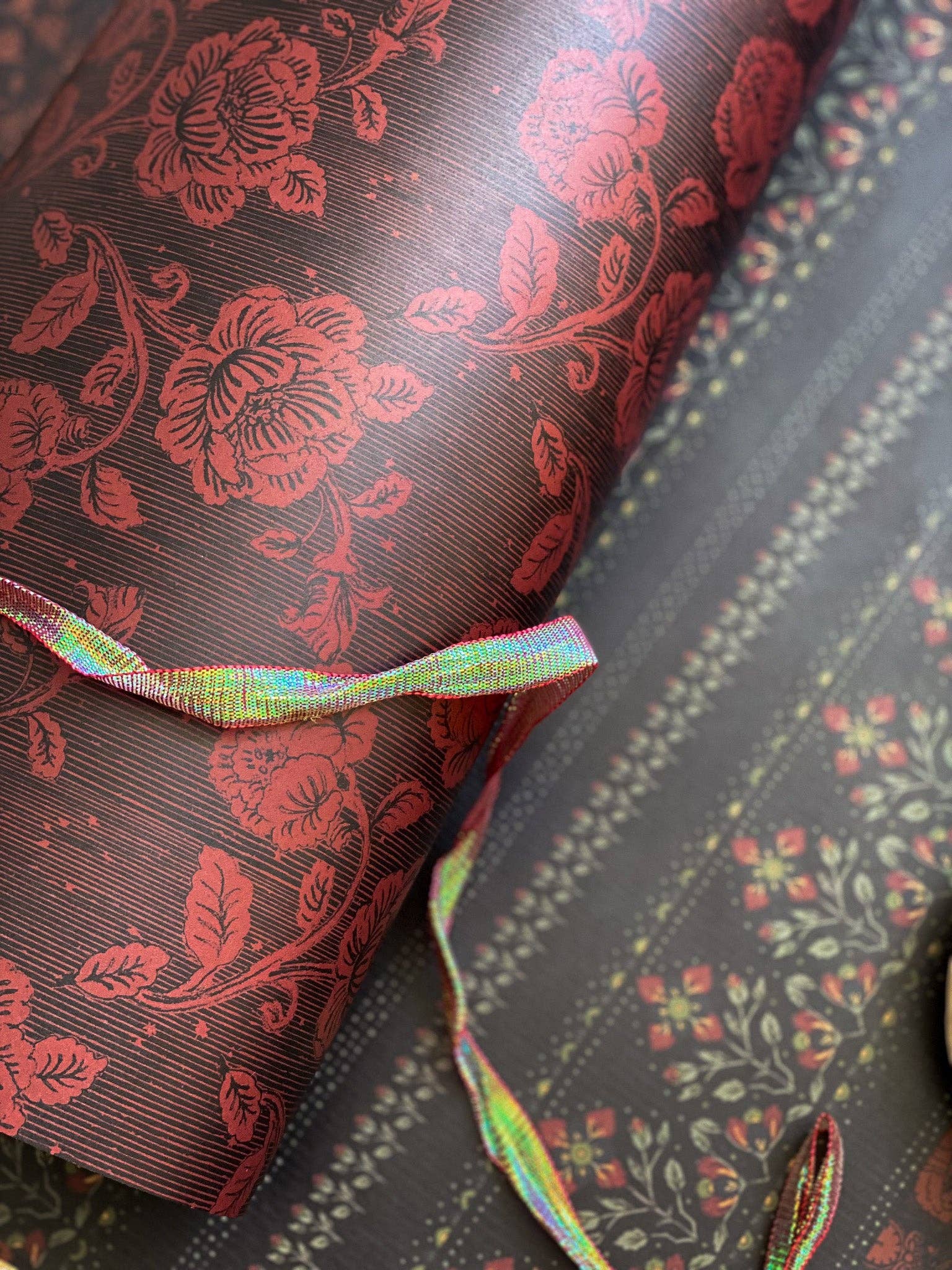 re:mused studio - Wholesale Flat Wrap - Midnight Blooms Gift Wrap Sheet-Double Sided3