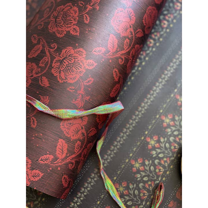 re:mused studio - Wholesale Flat Wrap - Midnight Blooms Gift Wrap Sheet-Double Sided3