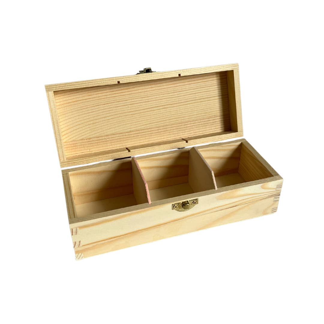 Kinderkoffertjes.nl - Wholesale Tea Pot - 3-compartment pine wooden TEA BOX