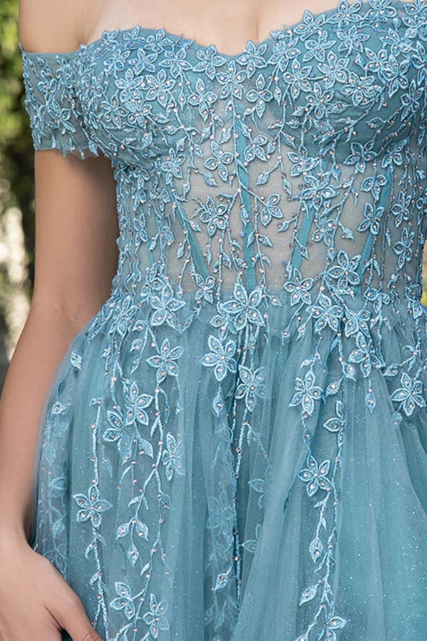 Babyfox Apparel – Vestido comprido - Mulher por atacado – Vestido de Linha A com Decote Ombro a Ombro e Bordado12