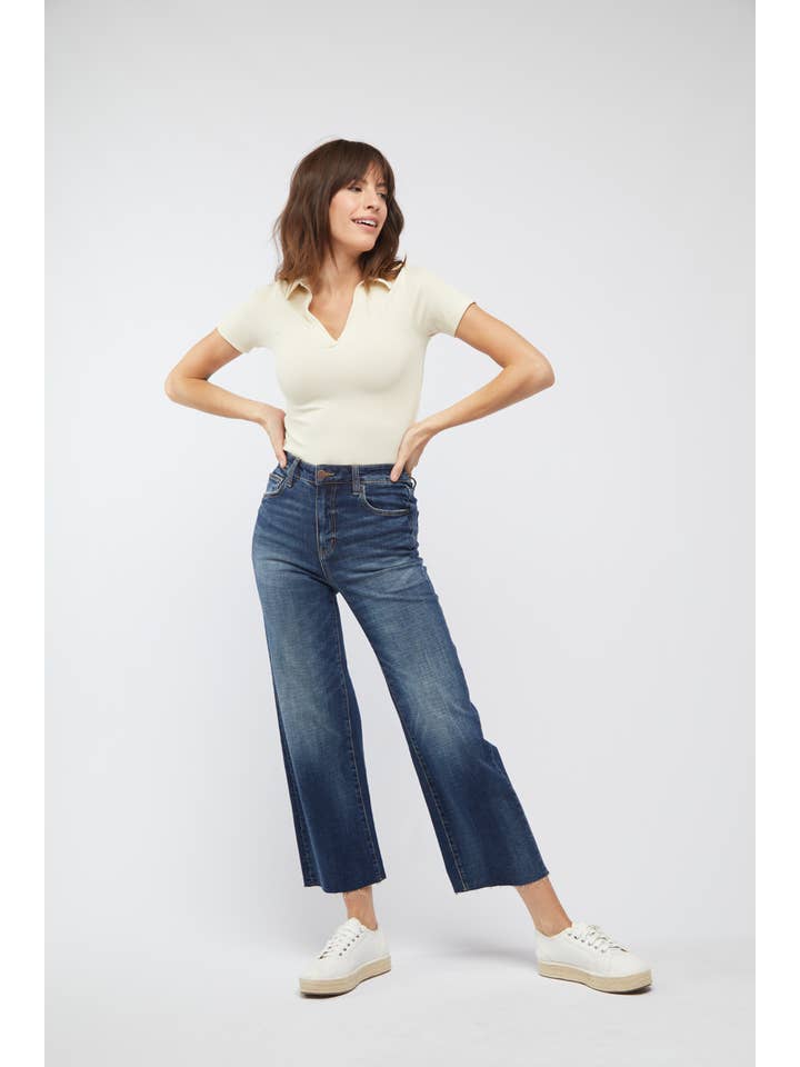 Oliver Logan - Wholesale Jeans - Women's - Aberdeen Ankle Crop High Rise Jean, Dark Aged Vintage