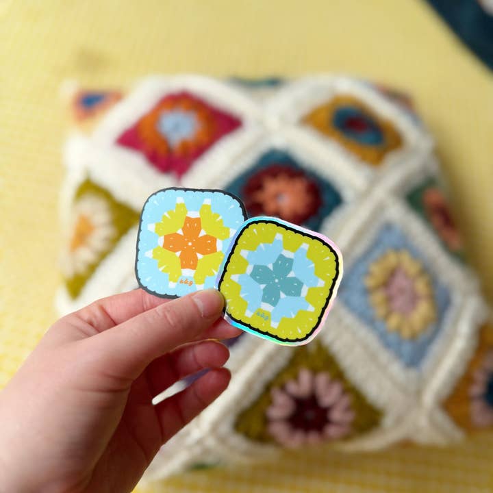 Knit & Gather - Wholesale Sticker - Crochet Granny Square Sticker1
